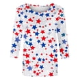 thumbnail image 5 of VEKDONE Women's Independence Day Shirts 3/4 Length Sleeve Crewneck Tunic Tops Fashion Stars Stripes Graphic Tees July 4th Patriotic Blouse Red M, 5 of 5