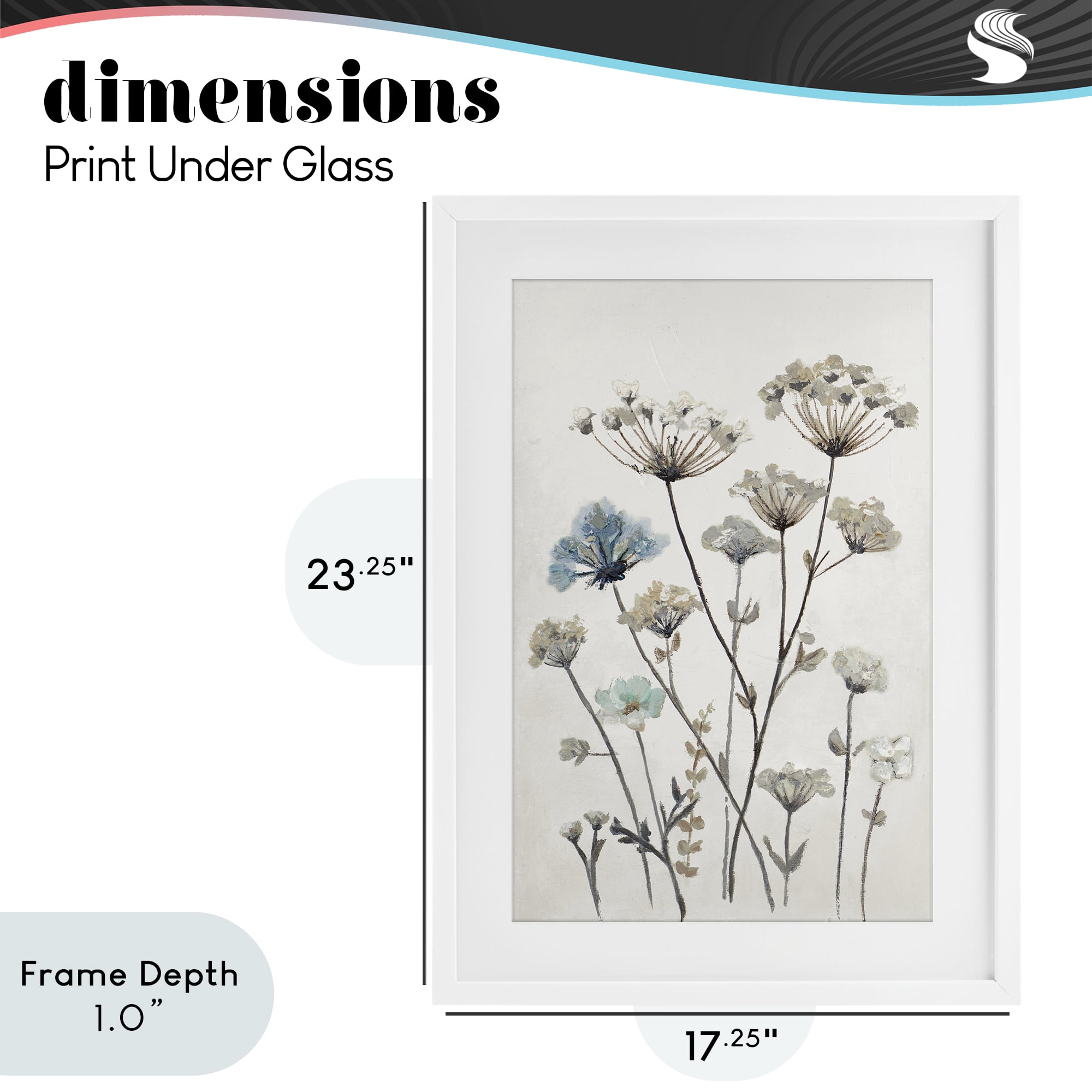Stupell Industries Neutral Jardin Azul White Framed Print Under Glass, design by Patricia Pinto