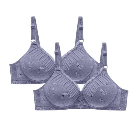 2PC Womens Push Up Bras Floral Embroidery Wireless Seamless Full Coverage Push Up Soft Everyday Yoga Workout Sport Bra Red 1 36 B