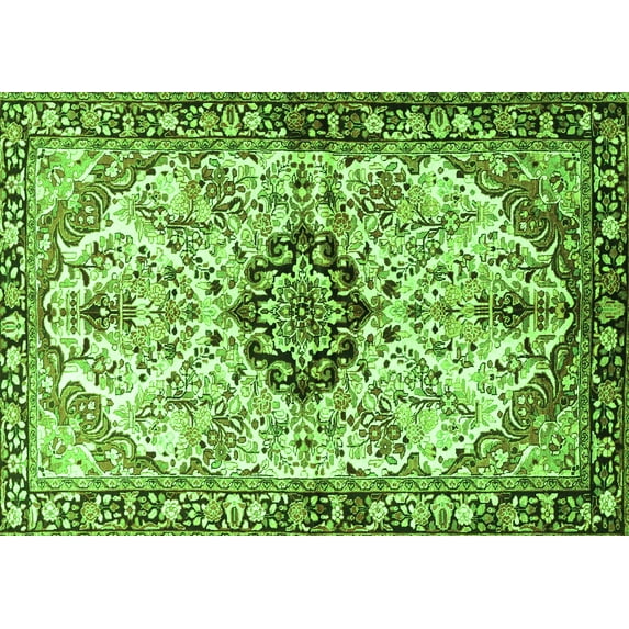 Ahgly Company Indoor Rectangle Medallion Green Traditional Area Rugs, 8' x 12'