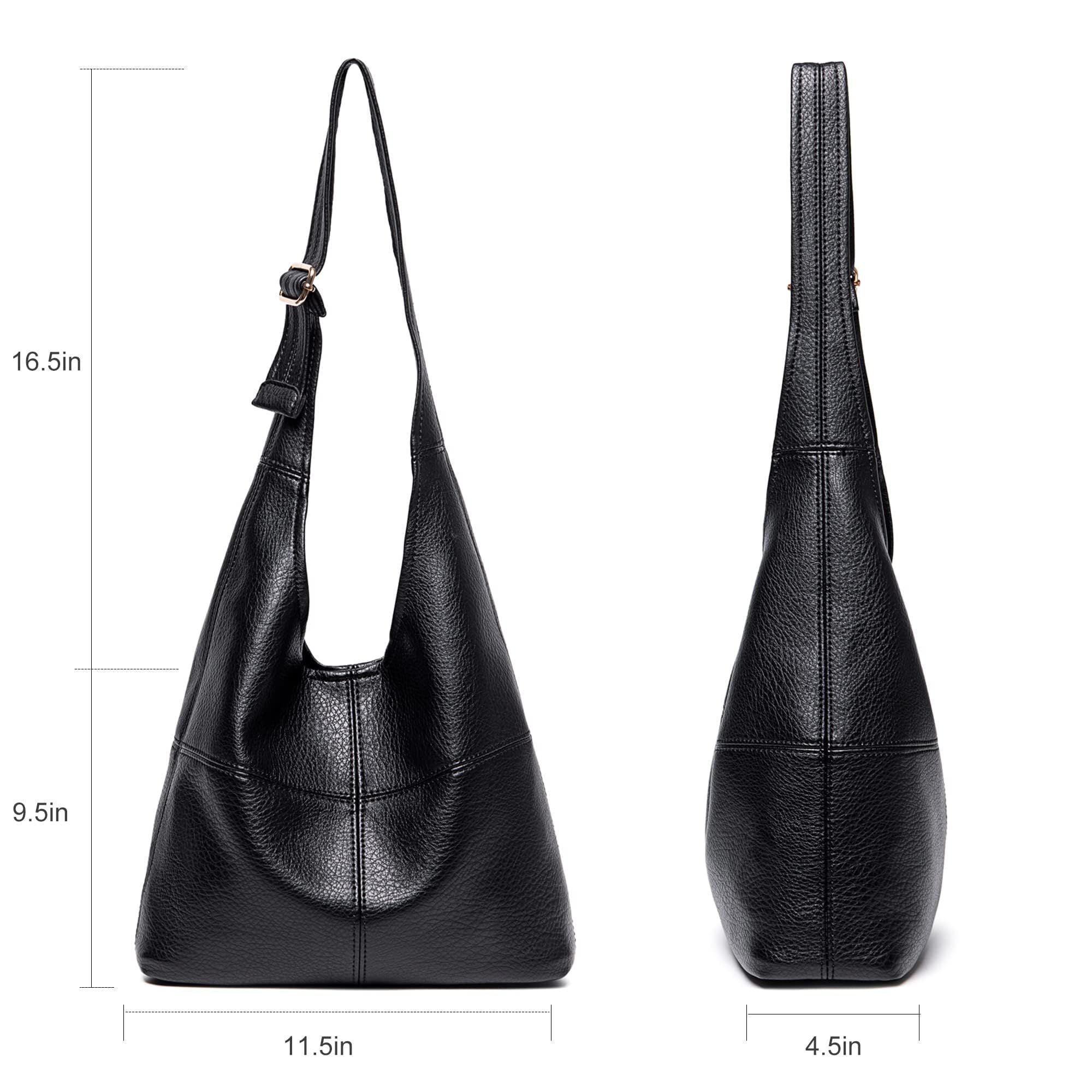 Montana West Hobo Bags Purse for Women Ultra Soft Foldable Shoulder Slouchy Handbags with Cosmetic bag, Black