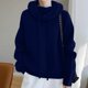 thumbnail image 5 of RKSTN Women's Cowl Neck Hooded Sweater Oversized Turtleneck Drawstring Pullover Sweater Tops Womens Casual Solid Puffy Collar Thickened Lazy Style Versatile Long Sleeve Knit Cotton Sweater Outwear, 5 of 9