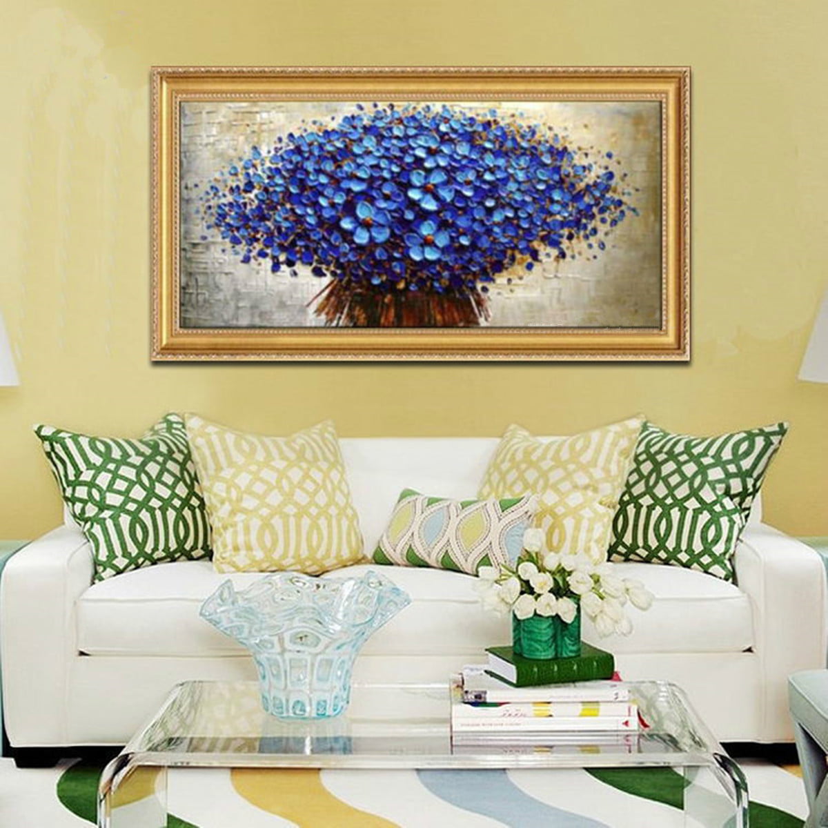 Blue Tree Modern Abstract Huge Canvas Oil Painting Home Wall Room Decor ...