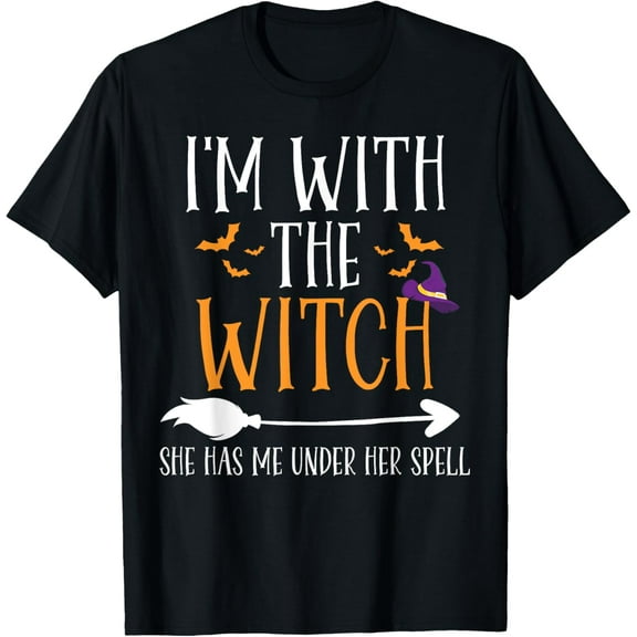 I'm With The Witch Funny Halloween Couples Costume T-Shirt