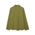 thumbnail image 4 of FRSASU Womens Fall/Winter Shirt Casual Turndown Collar Long Sleeve Linen Button Down Loose Blouse Tops Green XS(XS), 4 of 6