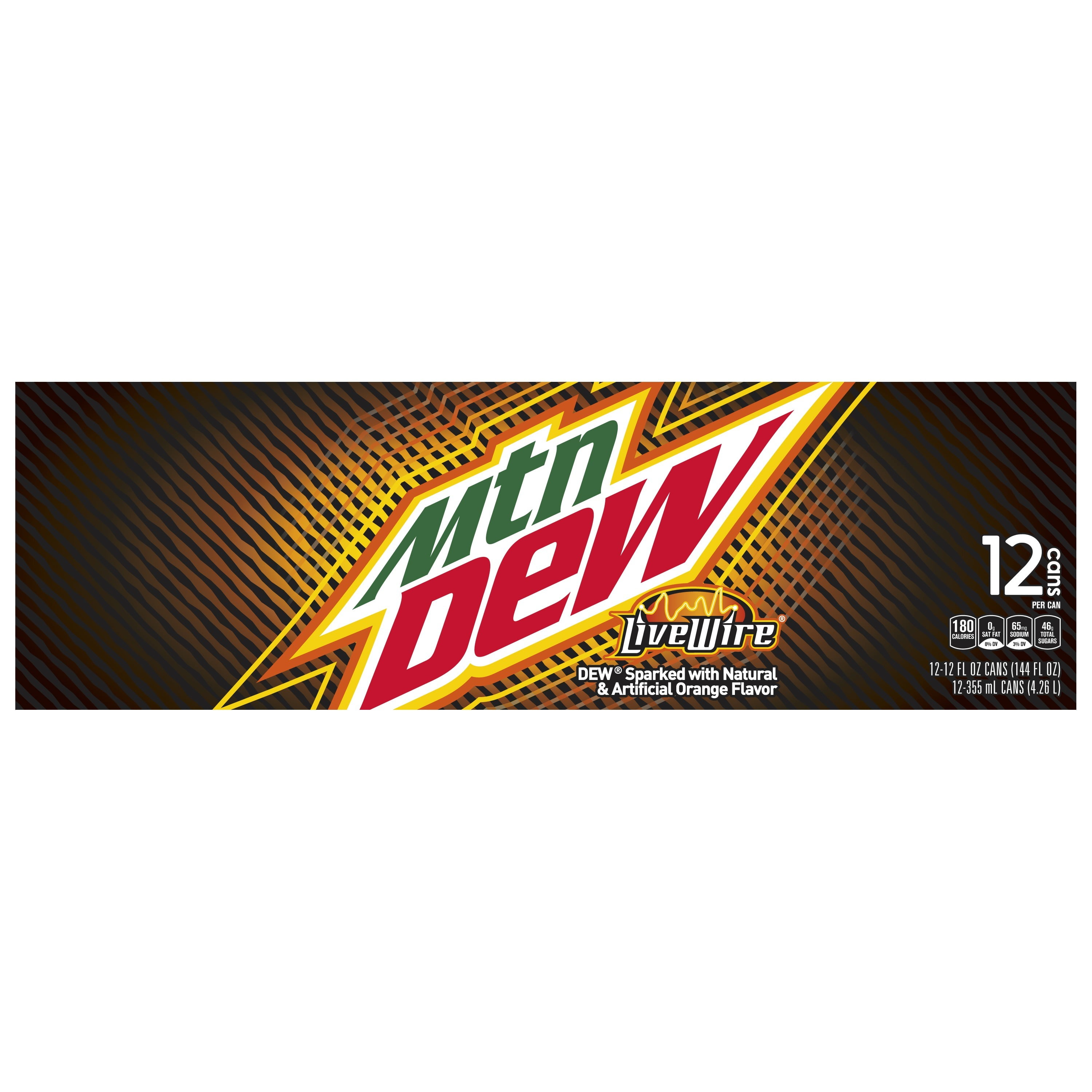Mountain Dew Live Wire Orange Soda Pop, 12 fl oz, 12 Pack Cans