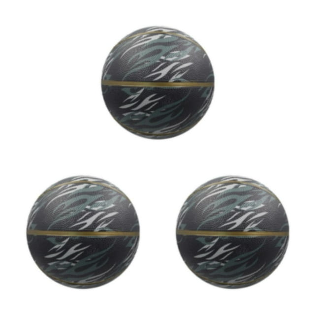 Transemion Elastic Unisex 7 Basketball Balanced Inner Pressure No Leakage PU Training Basketball Match Black- size 7 3Set