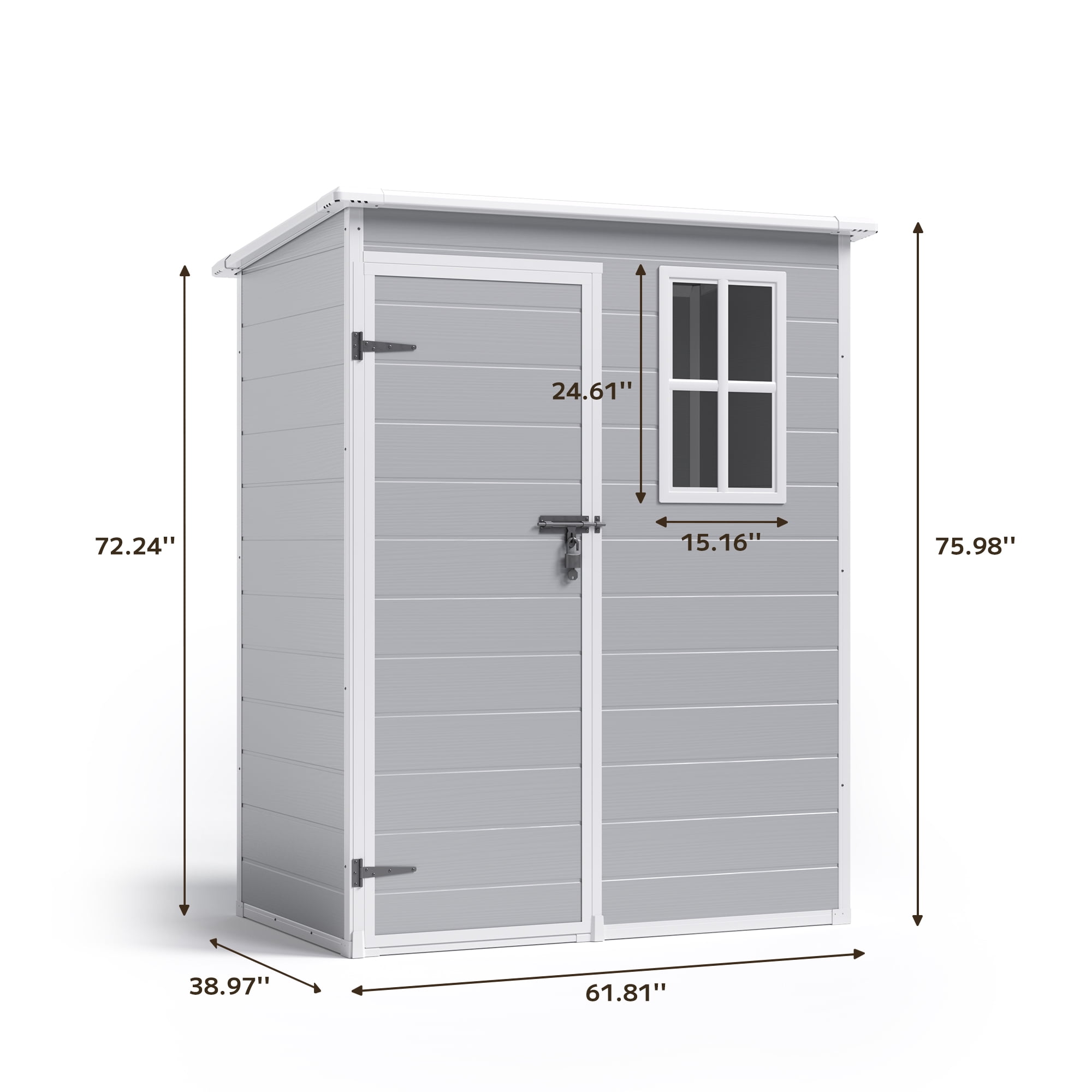 Asofer 5x3 FT Resin Outdoor Storage Shed, All-Weather Waterproof Utility Shed with Lockable Door, Lightweight Resin Tool Shed for Backyard Patio Garden Lawn, Gray