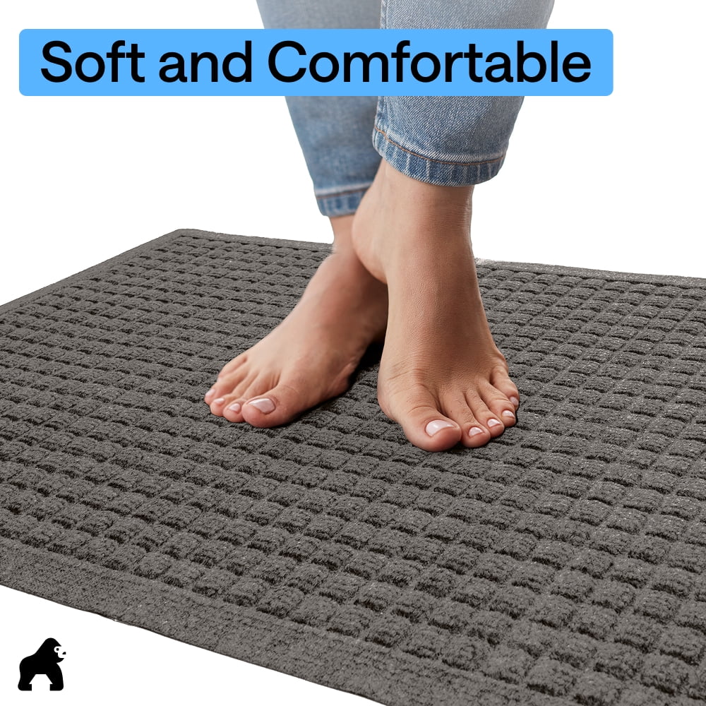 GORILLA GRIP HydroAbsorb Doormat, Indoor Outdoor Rubber Backed Weather Mat, 35x23, Charcoal