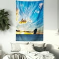 thumbnail image 3 of Nautical Decor Tapestry, Scenic Dreamy Sky View with Big Commercial Ship in the Ocean Urban Harbor Decor, Wall Hanging for Bedroom Living Room Dorm Decor, 60W X 80L Inches, Blue, by Ambesonne, 3 of 5