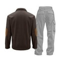 thumbnail image 4 of HAPIMO Men's Tracksuits Sweatshirt and Pants Sets Long Sleeve Stand Collared Hoodless Corduroy Pullover Outfit Sets Fashion Fall Casual Loose Sweatshirts 1/4 Button up Plain Gray,XXL Sports Sets, 4 of 9