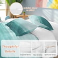 thumbnail image 3 of Turquoise Ombre Bedding 3 Piece Duvet Cover Set Full Size, Modern Abstract Art Ocean Oil Painting Soft Microfiber Comforter Cover with Zipper Closure & Pillowcases, FadeResistant Quilt Cover, 3 of 9