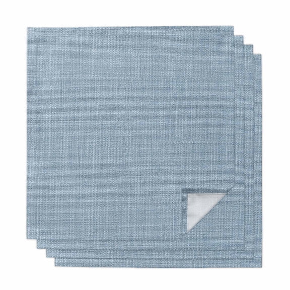 Vintage Sky Blue Cloth Napkins, Farmhouse Retro Solid Color Linen Texture Washable and Reusable Dinner Napkins Set of 4, Table Napkin for Kitchen Party Birthday Wedding Hotel Housewarming 20"x20"