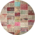 thumbnail image 1 of Ahgly Company Indoor Round Contemporary Rust Pink Patchwork Area Rugs, 4' Round, 1 of 6