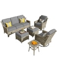 thumbnail image 3 of Ovios 6 Pieces Patio Furniture Set All-Weather Outdoor Sectional Patio Sofa Wicker Rattan Conversation Set with Swivel Rocking Chairs for Backyard, 3 of 10