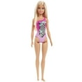 thumbnail image 6 of Barbie Beach Doll in Pink Checkered Swimsuit with Straight Blonde Hair, 6 of 7