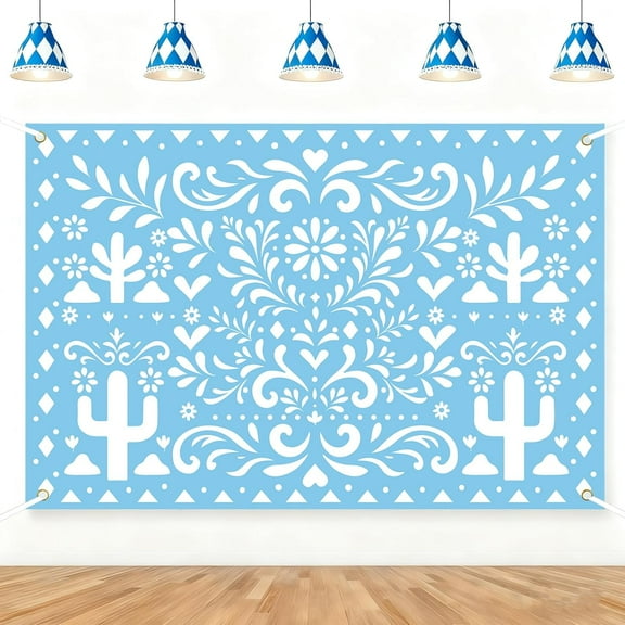 7x5FT Cie-lito Lin-do Backdrop Blue Mexican Talavera Baby Shower Background Floral Carnival Mexico Fiesta Birthday Bridal Shower Wedding Party Decorations Banner Supplies Photo Booth Props