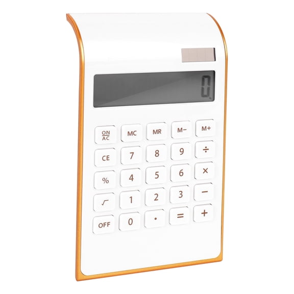 Calculator, Slim Elegant , Office/Home Electronics, Dual Powered Desktop Calculator, Solar Power, 10 Digits, Tilted LCD Display, Inclined , White