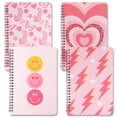 thumbnail image 1 of Cuadernos en espiral L1rabe 4 A5 Preppy Y2K para niños y adolescentes, color rosa, 1 of 6