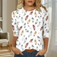 thumbnail image 2 of YUGYXL 3/4 Length Sleeve Womens Tops Dressy Round Neck Pullover Blouse Casual Regular Basic Tees Business Work Tunic Tshirts White XXL, 2 of 8