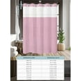 thumbnail image 6 of No Hook Cloth Fabric Shower Curtain with Snap in Liner, Pink Burlap Texture Waterproof Shower Curtains Set with See Through Top Window, Farmhouse Vintage Pink Bath Curtains Shower 36"x72", 6 of 6
