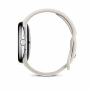 Google Pixel Watch 3 Camera 45 mm Sliver Stainless Steel Case with White Watch Band, 1 Pack