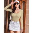 thumbnail image 4 of Ekouaer Womens Long Sleeve Shirts Square Neck Slim Fit Basic Tops Ribbed Thermal Undershirts Layering Tee, 4 of 6