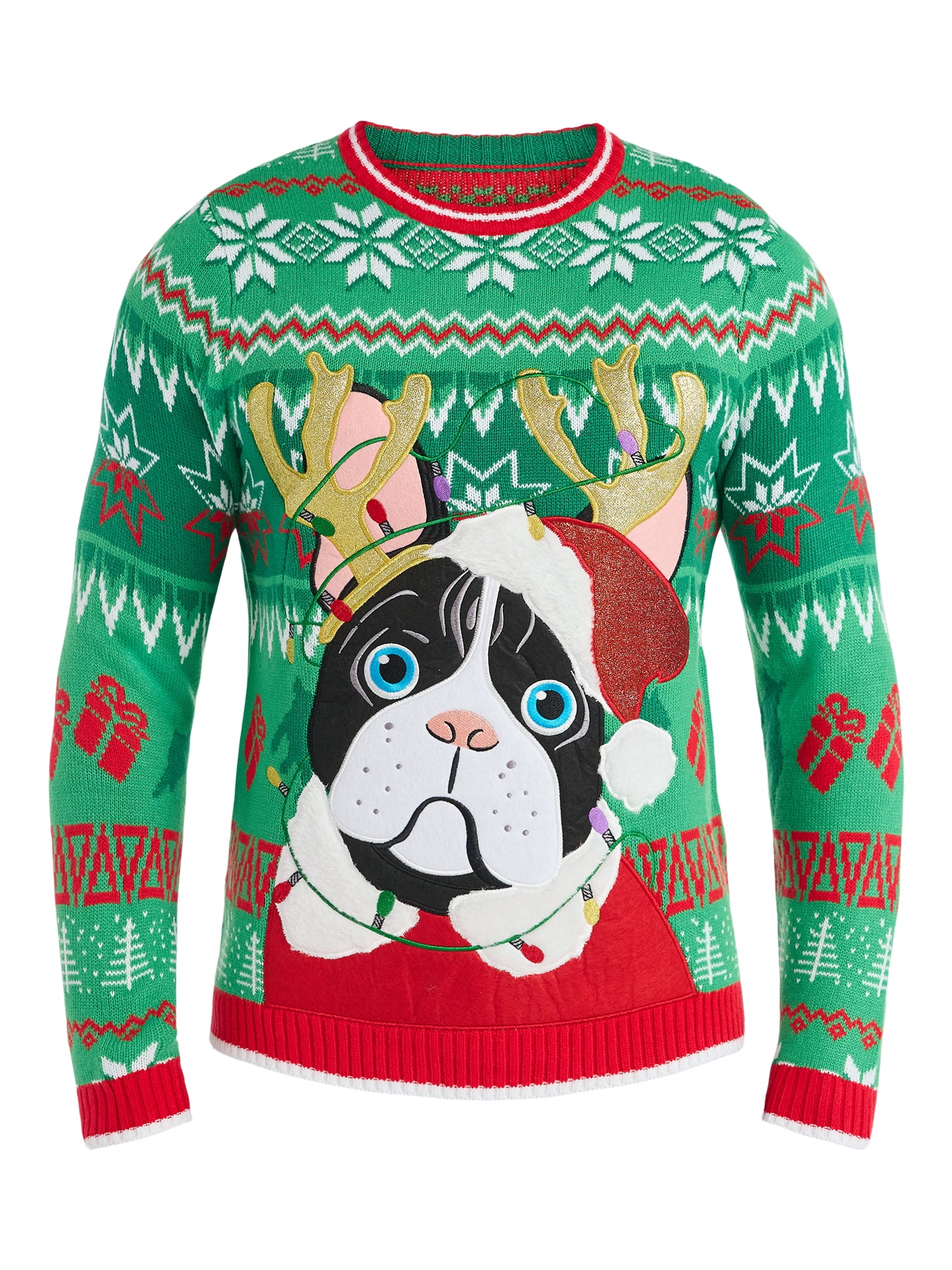 Men's Frenchie Dog Christmas Sweater from Holiday Time, Midweight, Sizes M-2XL