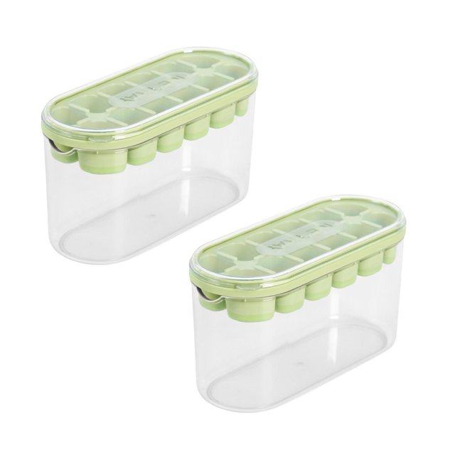 Oleegame 2PC Baby Popsicle Molds Press Ice Tray Ice Cube Home Refrigerator Large Capacity Storage Ice Box Food Grade Silicone Ice Tray