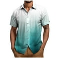 thumbnail image 2 of Blusa y camisa de manga corta con cuello vuelto para hombre, blusa informal holgada con botones y cuello vuelto, blusa de poliéster para hombre, 2 of 5