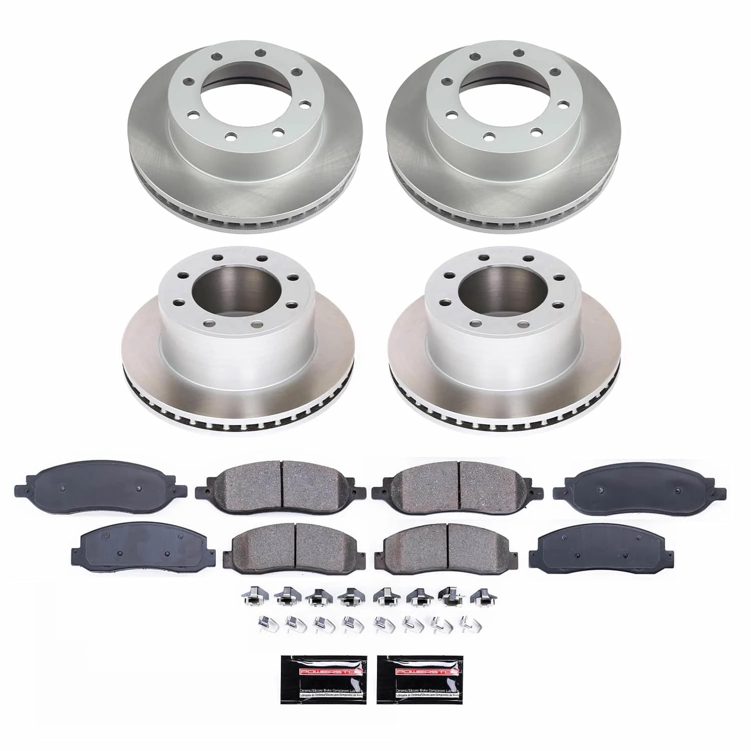 PowerStop Front and Rear Semi-Coated Rotor and Low-Dust Ceramic Brake Pad Kit SC1782