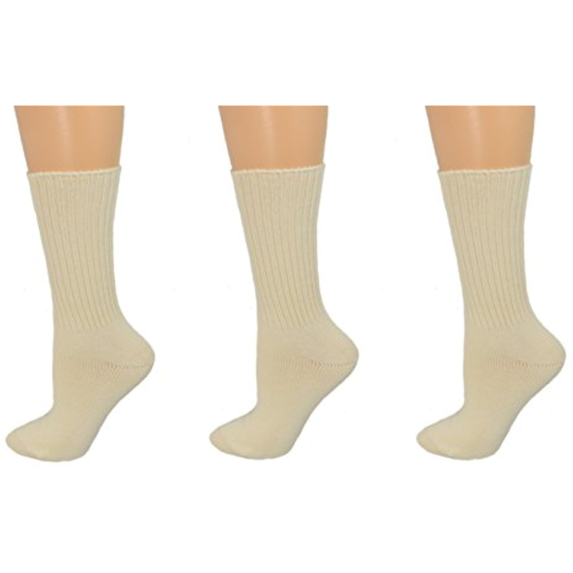 Sierra Socks Women's Organic Cotton Seamless Toe Crew 3 Pair Pack (Fits