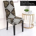 thumbnail image 2 of PiccoCasa Stretch Spandex Dining Chair Cover Floral Chair Seat Protector, Beige,Brown, 2 of 6