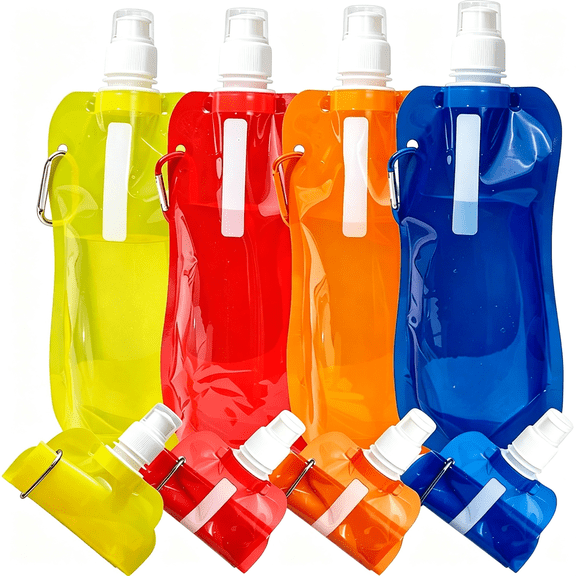 ACDANC 4 Pack Collapsible Water Bottles for Travel \U2013 16Oz Foldable Water Bottle with Carabiner,Leakproof Lid,480Ml Portable Reusable Bpa-Free Water Bottle for Hiking,Sports,Camping,Biking