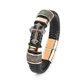 thumbnail image 1 of Pulsera clásica de cuero negro tejido con incrustaciones en forma de cruz y cierre magnético oculto de seguridad. Ideal para negocios o ocasiones informales., 1 of 5