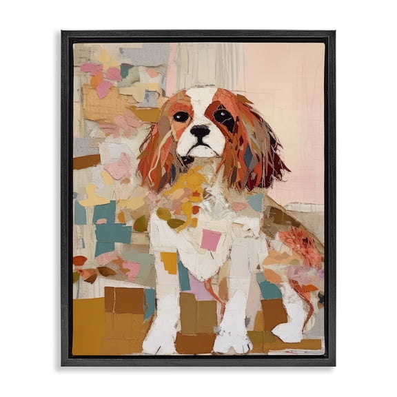 Stupell Industries Eclectic Spaniel Dog Abstraction Black Floating Frame Canvas Art, 17 x 21, by Irena Orlov