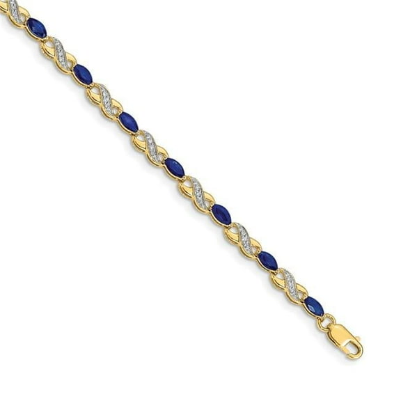 Primal Gold 14 Karat Yellow Gold Diamond and Sapphire Infinity Bracelet