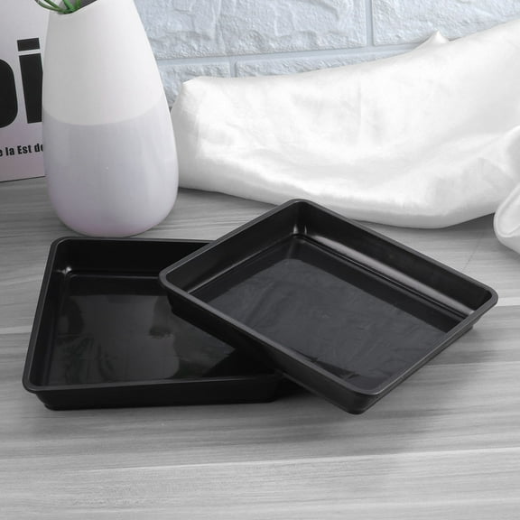 Pawsdot 10PCS Plastic Square Watering Tray Black for Indoor Outdoor Flowerpot Needs