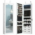 thumbnail image 1 of Gymax Lockable Wall Door Mounted Jewelry Cabinet LED Mirror White, 1 of 10
