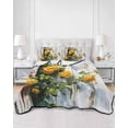 thumbnail image 2 of Quilts Twin-XL Size Bedding Set, Spring Floral Lightweight Quilted Comforter, Yellow Roses Flowers Leaves Farmhouse Wooden Soft Bedspread Coverlet with Pillow Covers for All Season, 68" x 98", 2 of 7