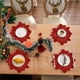 thumbnail image 5 of Mantel individual de encaje redondo rojo navideño, tejido por urdimbre, diámetro 30 cm, de fibra de poliéster., 5 of 6