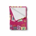 thumbnail image 2 of Birthday Party Soft Flannel Fleece Blanket, Colorful Letters in Shape of Present Boxes Balloons Cake Graphic, Cozy Plush for Indoor and Outdoor Use, 60" x 80", Dark Coral Multicolor, by Ambesonne, 2 of 6