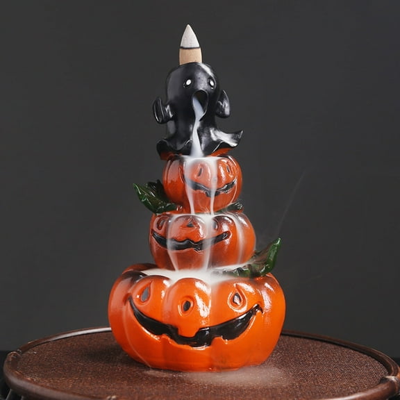1pc Handmade Resin Halloween Pumpkin Backflow Incense Burner, Home & Office Decor (Without Incense)