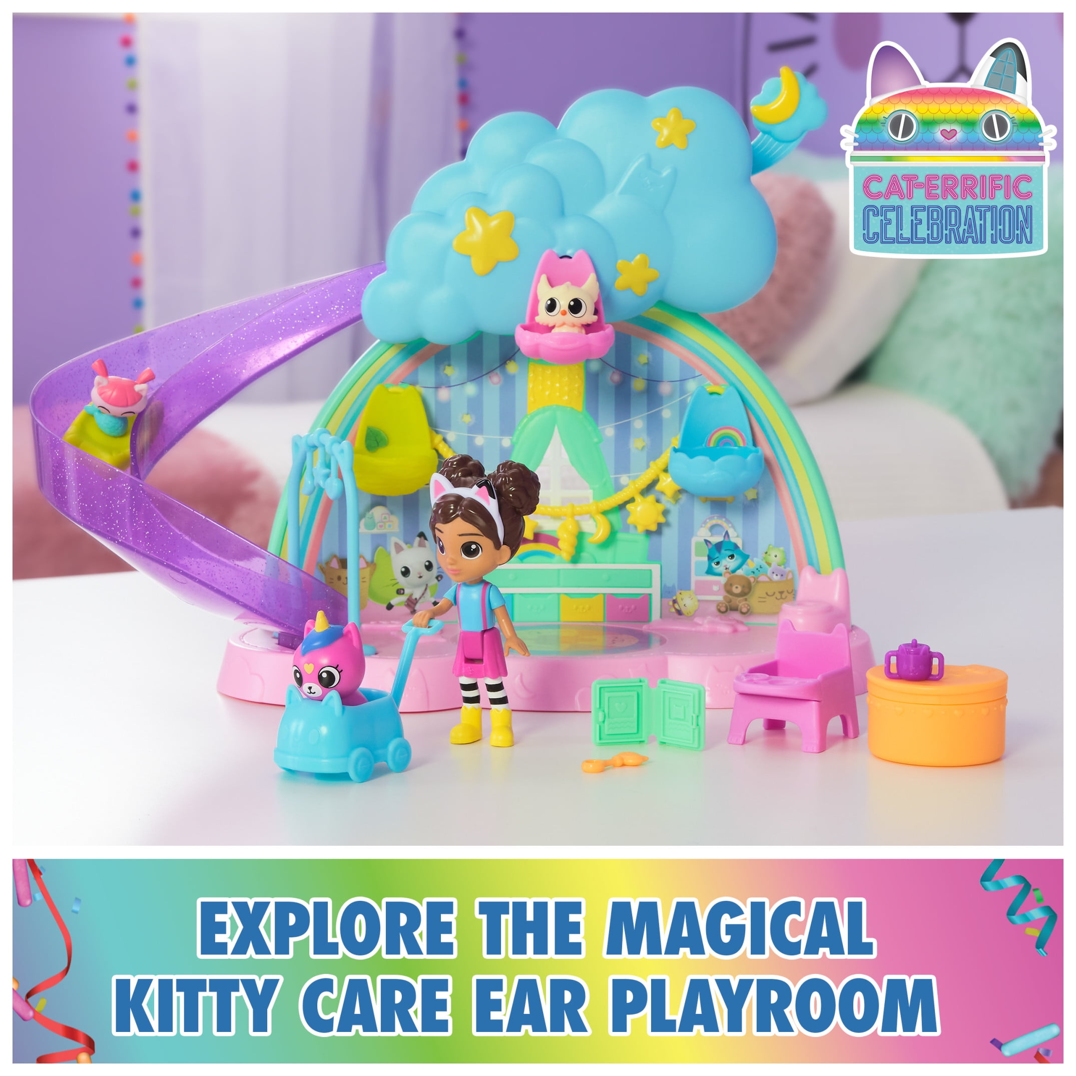 Gabby’s Dollhouse, Kitty Care Ear Purrfect Playroom, 17Pc Playset with Figures & Accessories for Kid(图3)