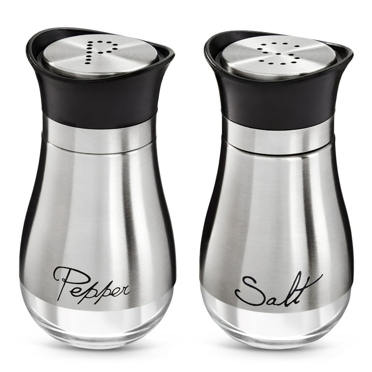 Juvale Stainless Steel Salt and Pepper Shakers Set with Holder