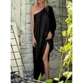 thumbnail image 3 of Women Beach Cover Ups Dress One Shoulder Irregular Robes Holiday Beachwear, 3 of 8