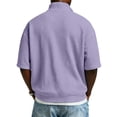 thumbnail image 5 of Dwellite Waffle Short Sleeve Polo Shirts for Men Big and Tall 1/4 Zip Up Shirt Casual Solid Color T Shirts Tops Light Purple L, 5 of 7