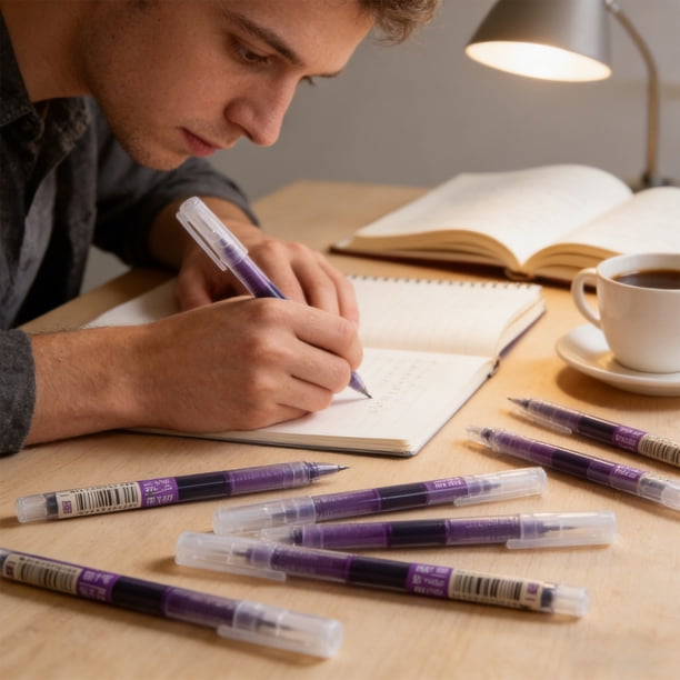 Muebles para oficina en casa, 6 bolígrafos enrollables de 0,5 mm, bolígrafos japoneses de punta fina de secado rápido, tinta líquida brillante para oficina y estudiantes, bolígrafo de plástico de 10 m