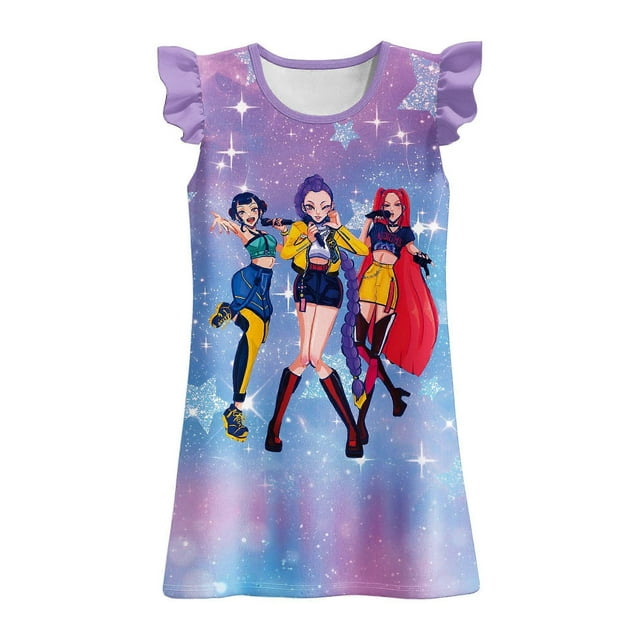 Disfraz de cazadora de demonios para niñas, vestido de verano, cantante pop, vestido de princesa para niñas, varios colores