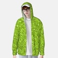 thumbnail image 2 of Fotbe Lime green glitter Chaqueta con Protección Solar UPF 50+ para Hombre y Mujer, Camisa con Capucha y Bolsillos-Small, 2 of 7